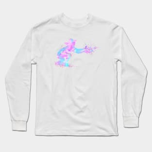 Girl Baseball Catcher Watercolor Aqua Pink Softball Player Long Sleeve T-Shirt